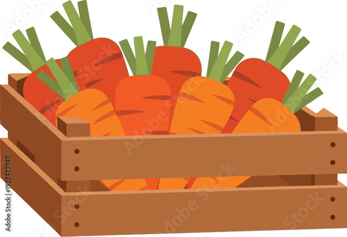 Carrots in wooden crates illustration