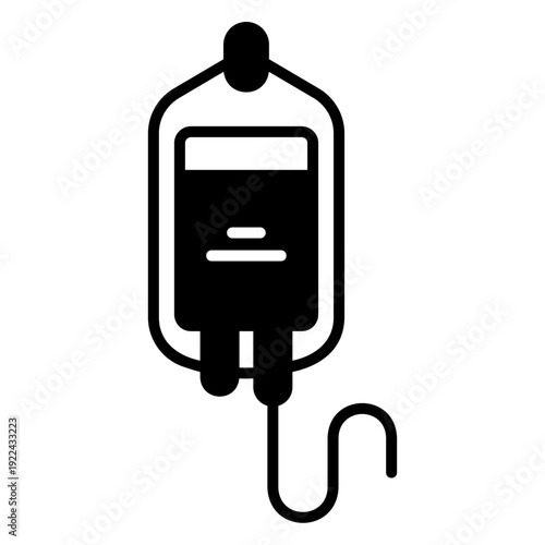 IV Drip Bag Icon: Medical Treatment Vector Illustration