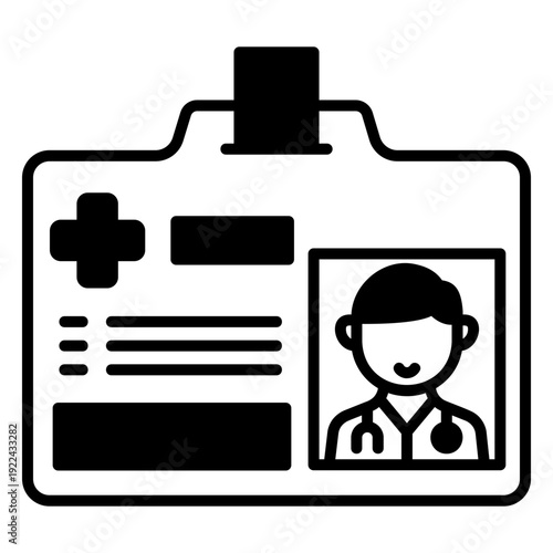 Doctor ID Card Badge Icon: Medical Staff Identification
