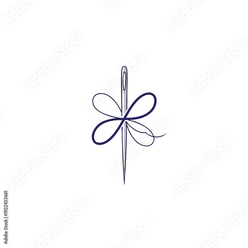 Elegant Needle and Thread Art with Decorative Loop Design for Crafting and Sewing Projects