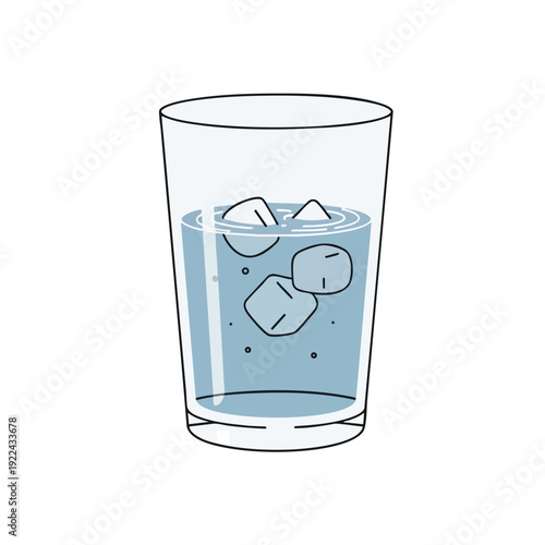 Refreshing Glass of Water with Ice Cubes for Quenching Thirst