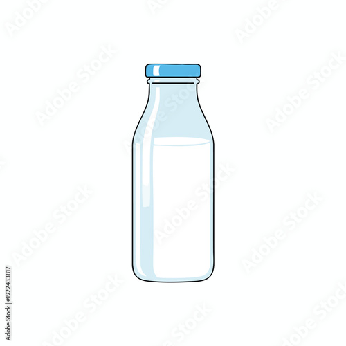 Clear Glass Milk Bottle on White Background for Food and Beverage Advertising