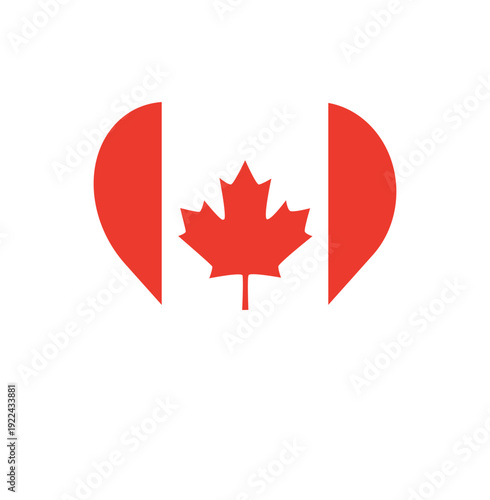 Canadian national emblem icon in red and white, minimalist maple leaf design