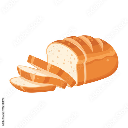 Freshly Baked Sliced Loaf of Bread on a White Background
