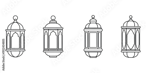 Elegant Lanterns: A series of beautifully crafted lanterns in a simple line art style. Perfect for conveying a sense of heritage and refined taste.