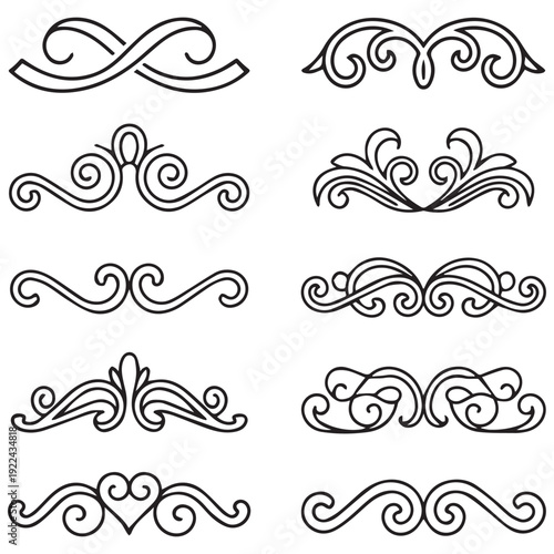 Set of black and white elegant ornamental dividers and page rules eps 10