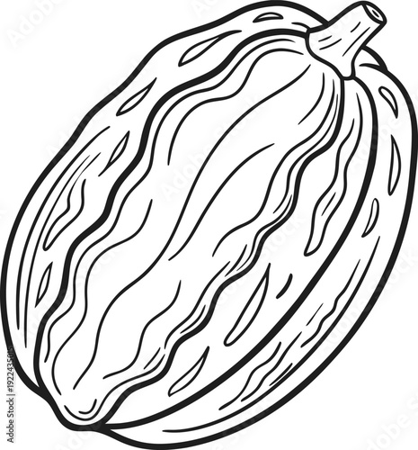 Artistic Papaya: An elegant illustration of a ripe papaya, showcasing the fruit's unique shape and textured skin with artistic strokes.