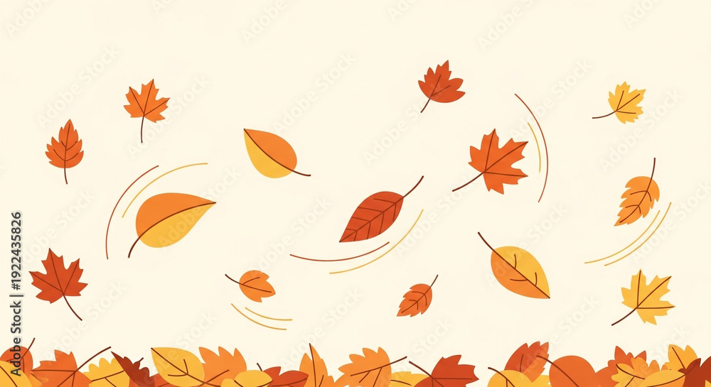 Obraz premium Vibrant autumn leaves falling against a warm beige background