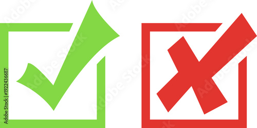 Green checkmark and red cross icons for approval and rejection