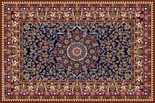 Persian Carpet with Eight-Point Star Medallion and Floral Ornamental Pattern