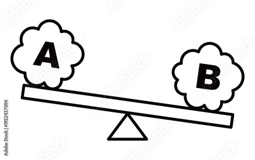 二つの選択肢を天秤にかける検討図解