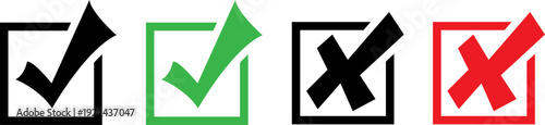 Checkmarks and crosses icons for approval and rejection