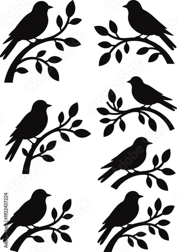 Black animal silhouettes set of dinosaur gorilla wolf bear cat and bird on branch with farmer plowing field isolated on white background