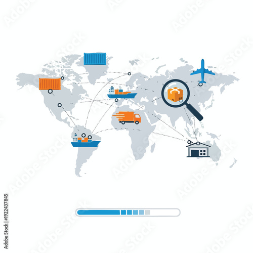 Global Transportation and Logistics Network Illustration for Business and Supply Chain Management