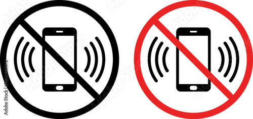 No cell phone signal icons in black and red circles