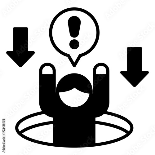 Man Falling into Hole with Exclamation Point