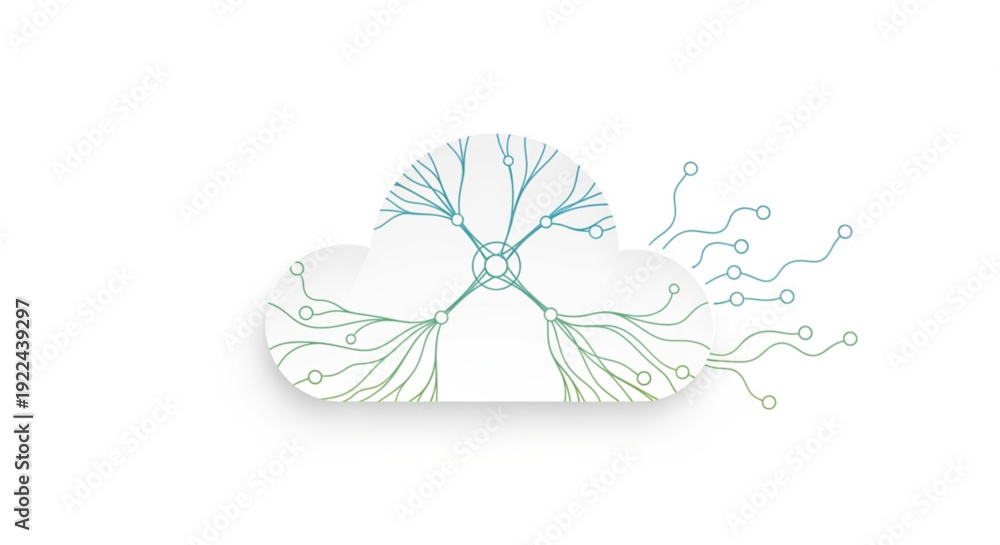 Obraz premium Cloud computing network illustration with neural connections and data transfer