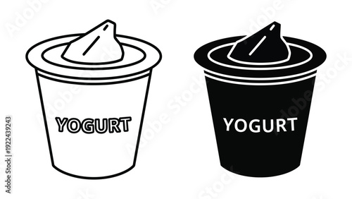 Black and white yogurt cups illustration