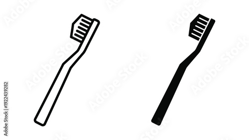 Toothbrushes outlined and filled