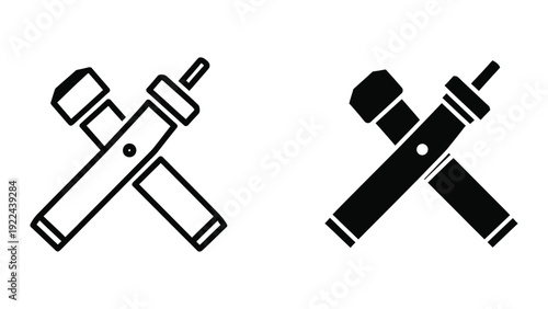 Vape pen icons in outline and solid styles