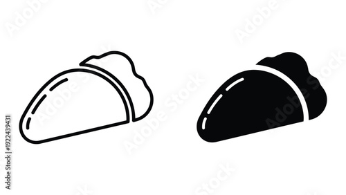 Black and white illustration of two tacos