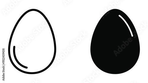 Simple black and white egg illustrations