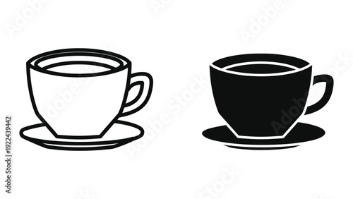 Coffee Cups Silhouette Illustration