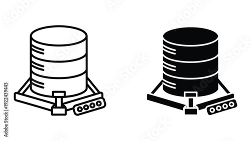Simple drawing of two cylinders on bases