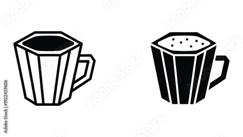 Coffee cups, one filled and one empty