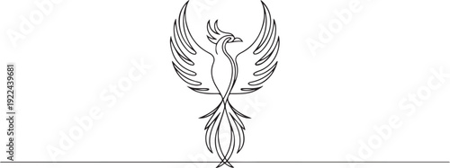 One single line drawing of luxury phoenix bird for company logo identity. Business corporation icon concept from animal shape. one line Icon drawing