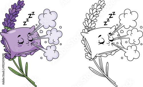 Sleeping Lavender Pillow with Zzzs Relaxing and Aromatherapy Cartoon