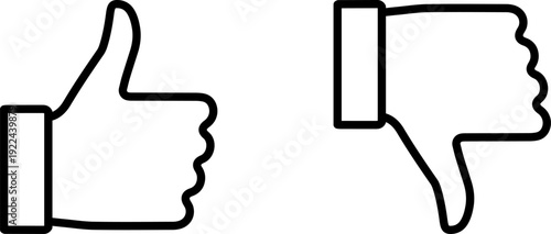 Thumbs up and thumbs down hand icons for feedback and rating