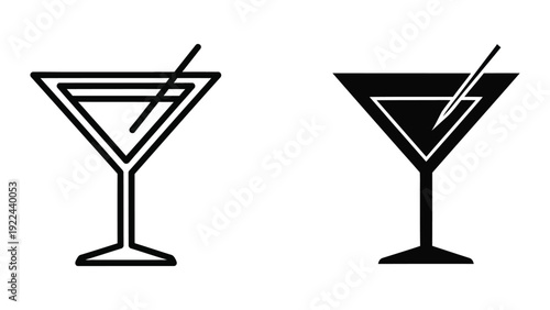 Cocktail glasses icon set