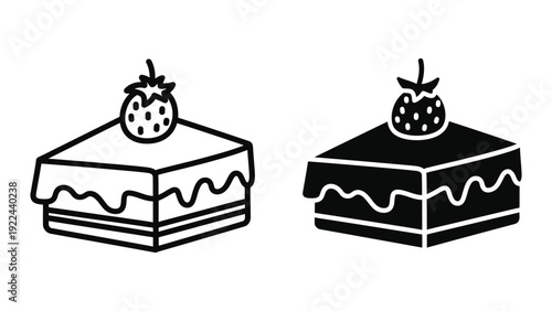 Two slices of cake with strawberry