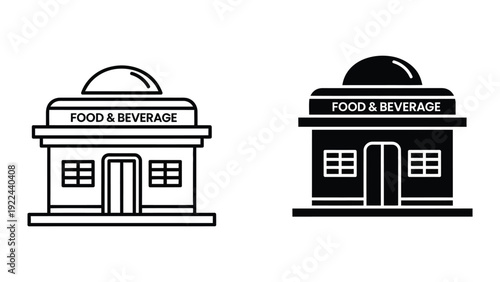 Restaurant or cafe building icon