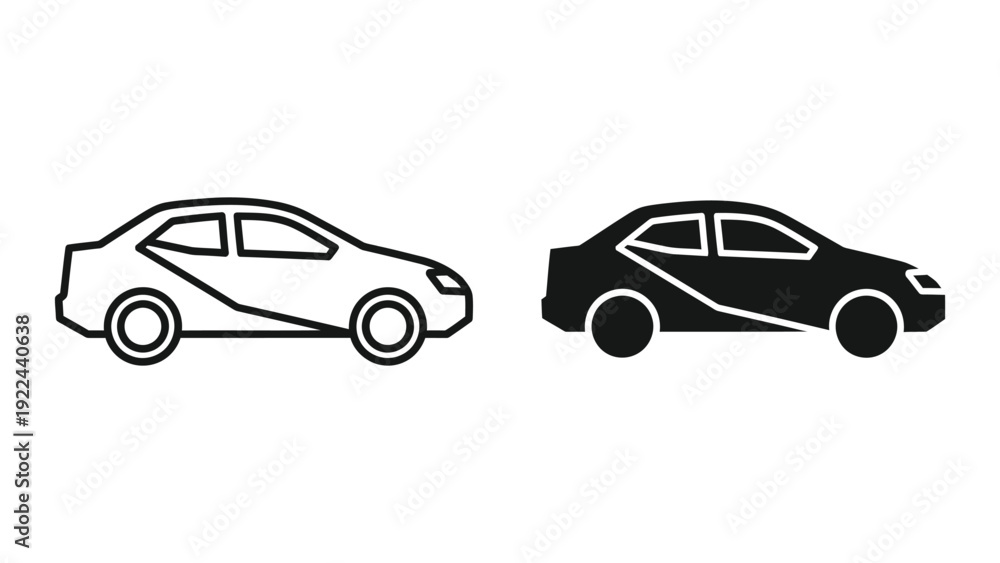 Fototapeta premium Simple black and white car illustration