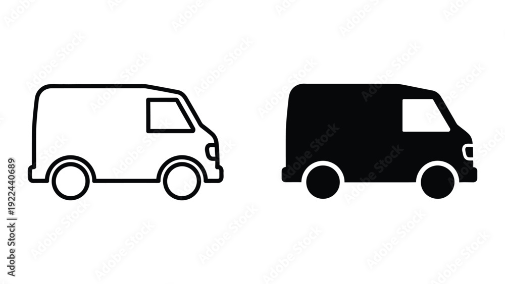 Fototapeta premium Simple black and white van icons