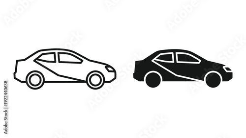 Simple black and white car illustration