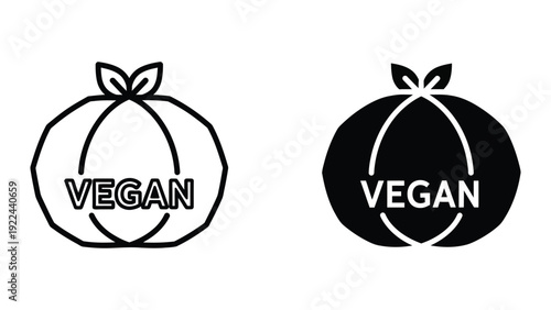 Vegan peach icon set