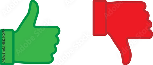 Green thumb up and red thumb down hand icons for feedback and rating