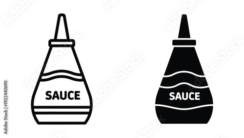 Black and white illustration of sauce bottles