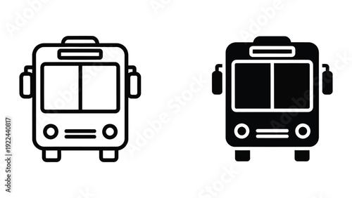 Bus icons in outline and filled styles