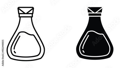 Two Erlenmeyer flasks in black and white