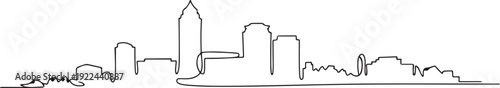 Single continuous line drawing of Cedar Rapids skyline, Iowa. Famous city scraper landscape. World travel home wall decor art poster print concept. one line Icon drawing