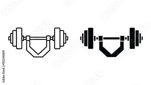 Dumbbell icon in outline and solid style