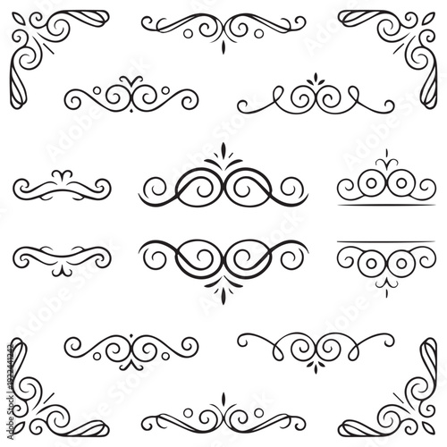Schilderij op canvas Abstract swirl decorations for design isolated on white background eps 10