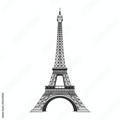 Elegant Line Art Illustration of the Iconic Parisian Landmark