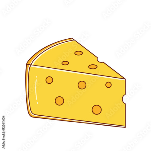 Slice of Fresh Cheddar Cheese on White Background