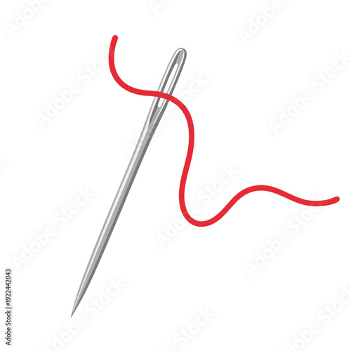 Seamless Red Thread on Knitting Needle for Craft and Textile Projects