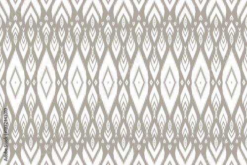 Seamless Thai floral fabric pattern in white and pastel brown